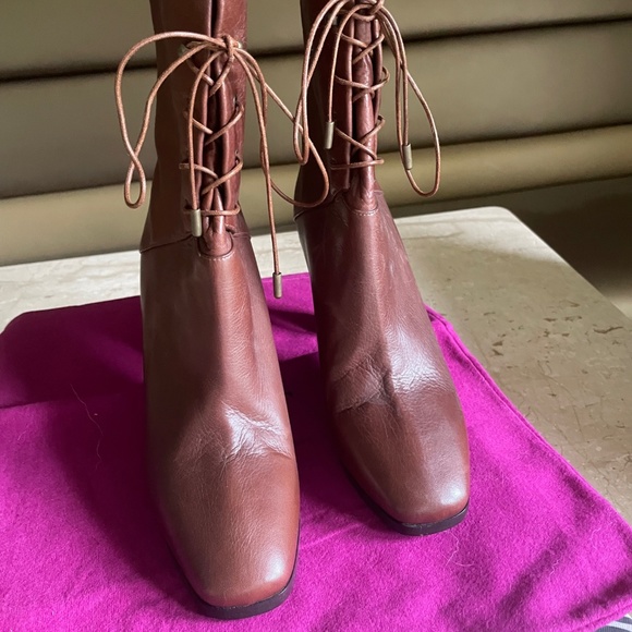 Diane Von Furstenberg Paden Brandy Tumbled Calf Leather Boot sz 8 - Picture 2 of 13